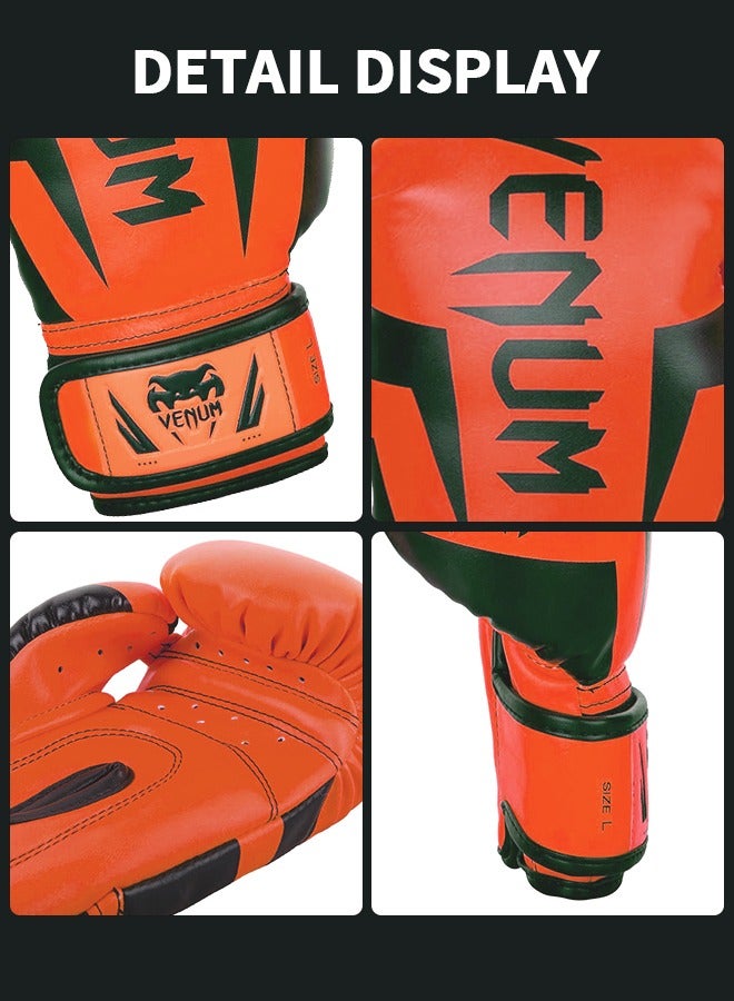 VENUM قفازات ملاكمة 12 أونصة جلد PU أصفر، موي تاي كيك بوكسينغ MMA تدريب سباق، إغلاق TAKKA متقدم، حشوة، أكياس ضرب، كرة سرعة، وسادات تركيز للتمرين - Image 4